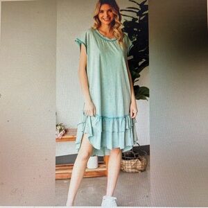Oli & Hali Light NEW season aqua ruffle hem dress